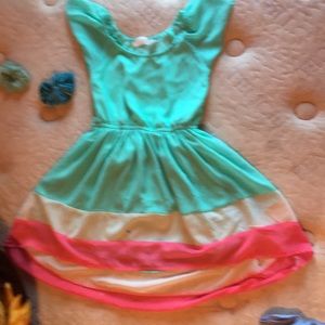 Blue white and pink dress